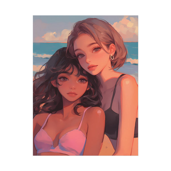 Golden Hour Memories - Anime Girl Beach Poster