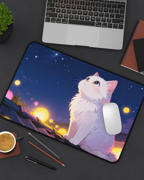 Festival Lights - Cute Anime Cat Desk Mat