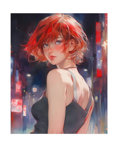 Beautiful Blaze Anime Girl Watercolor Poster
