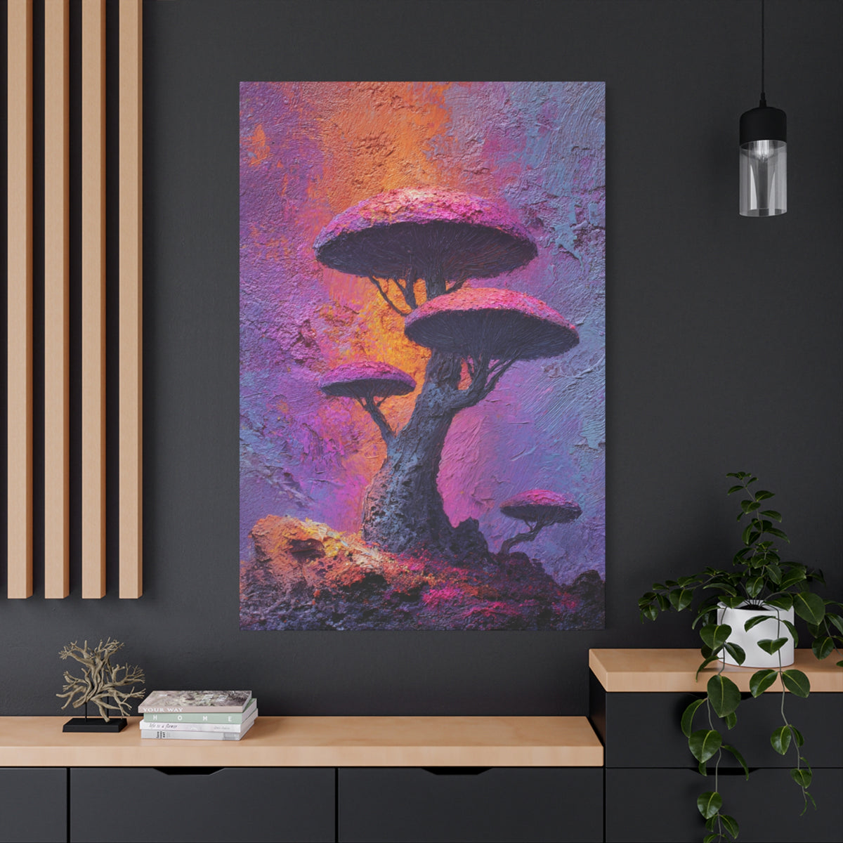 Fungal Tree - Textured Vertical Wall Art