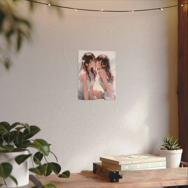 Beach Date - Watercolor Anime Girl Poster