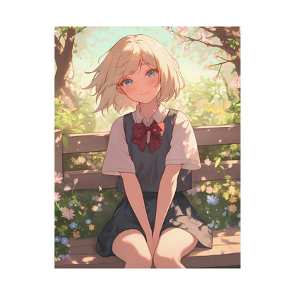 Waiting in the Garden - Cute Anime Girl Poster