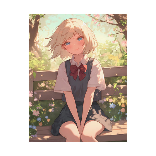 Waiting in the Garden - Cute Anime Girl Poster