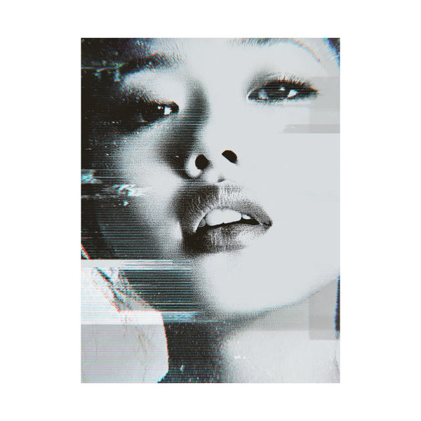 White Reflection - Glitched Fashion Model Portrait Poster