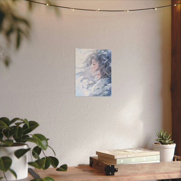 Fade Into Winter - Anime Watercolor Poster