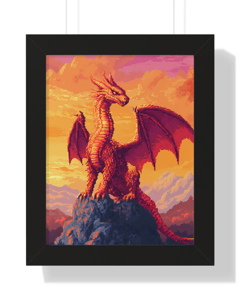 Emberheart - Pixel Art Framed Dragon Poster