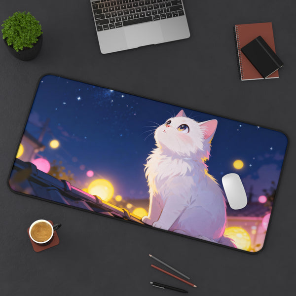 Festival Lights - Cute Anime Cat Desk Mat