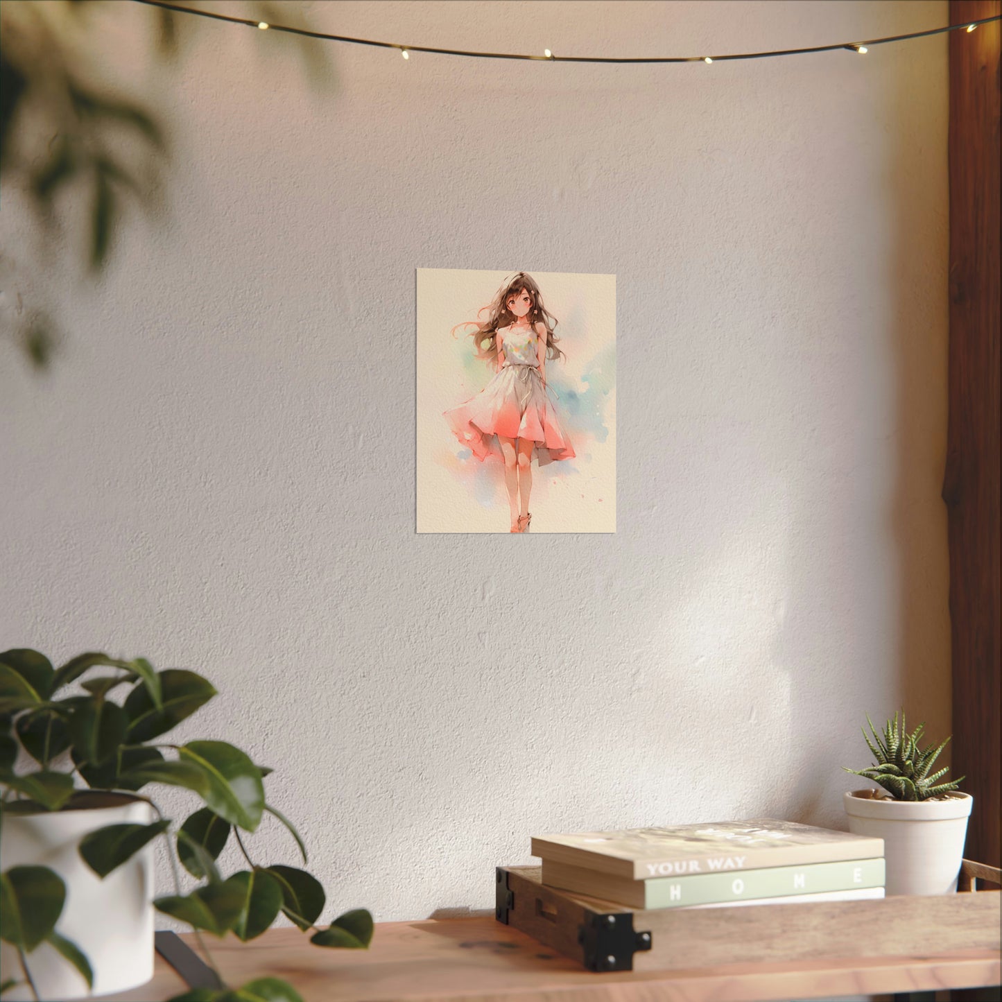 Carnation Pink - Anime Watercolor Poster