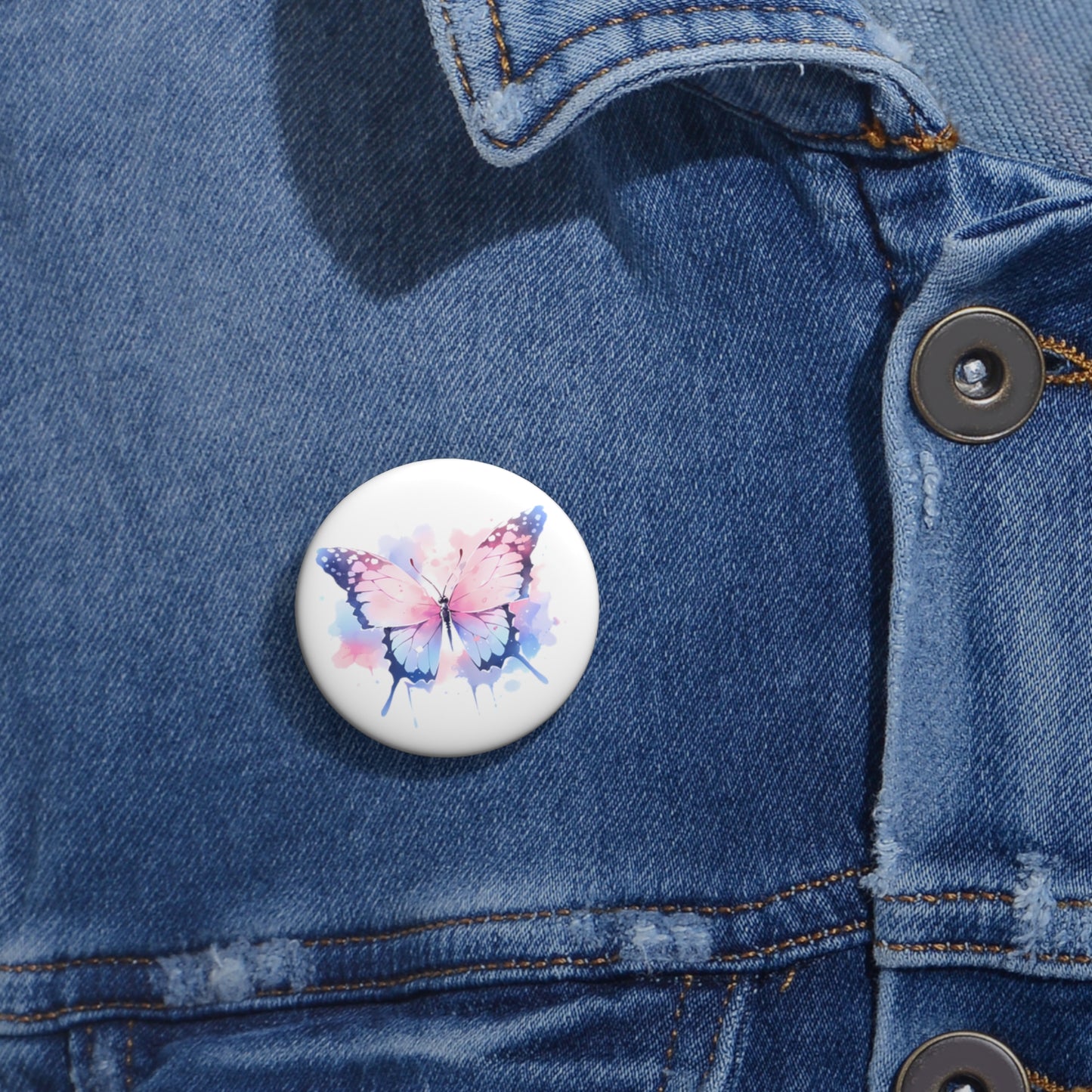 Painted Pastel Butterfly Button Pin