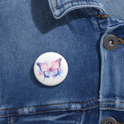 Painted Pastel Butterfly Button Pin