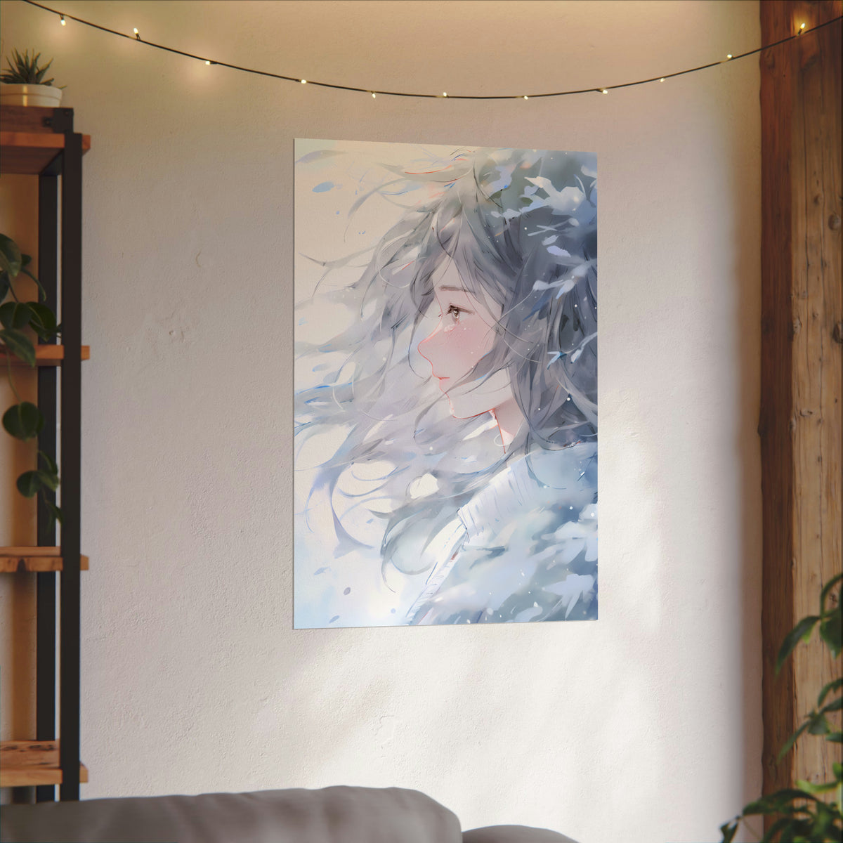 Fade Into Winter - Anime Watercolor Poster