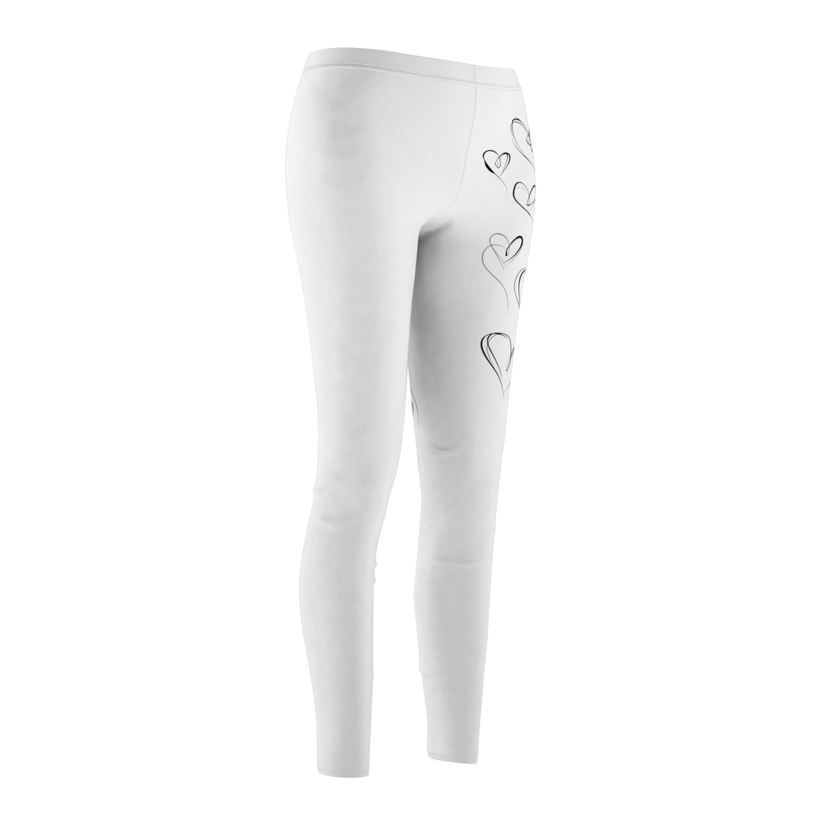 Sketchbook Hearts - Cute White Leggings