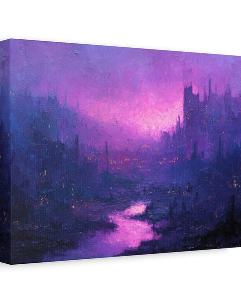 Violet City - Textured Fantasy Wall Art