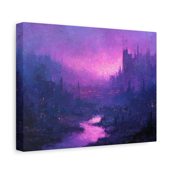 Violet City - Textured Fantasy Wall Art