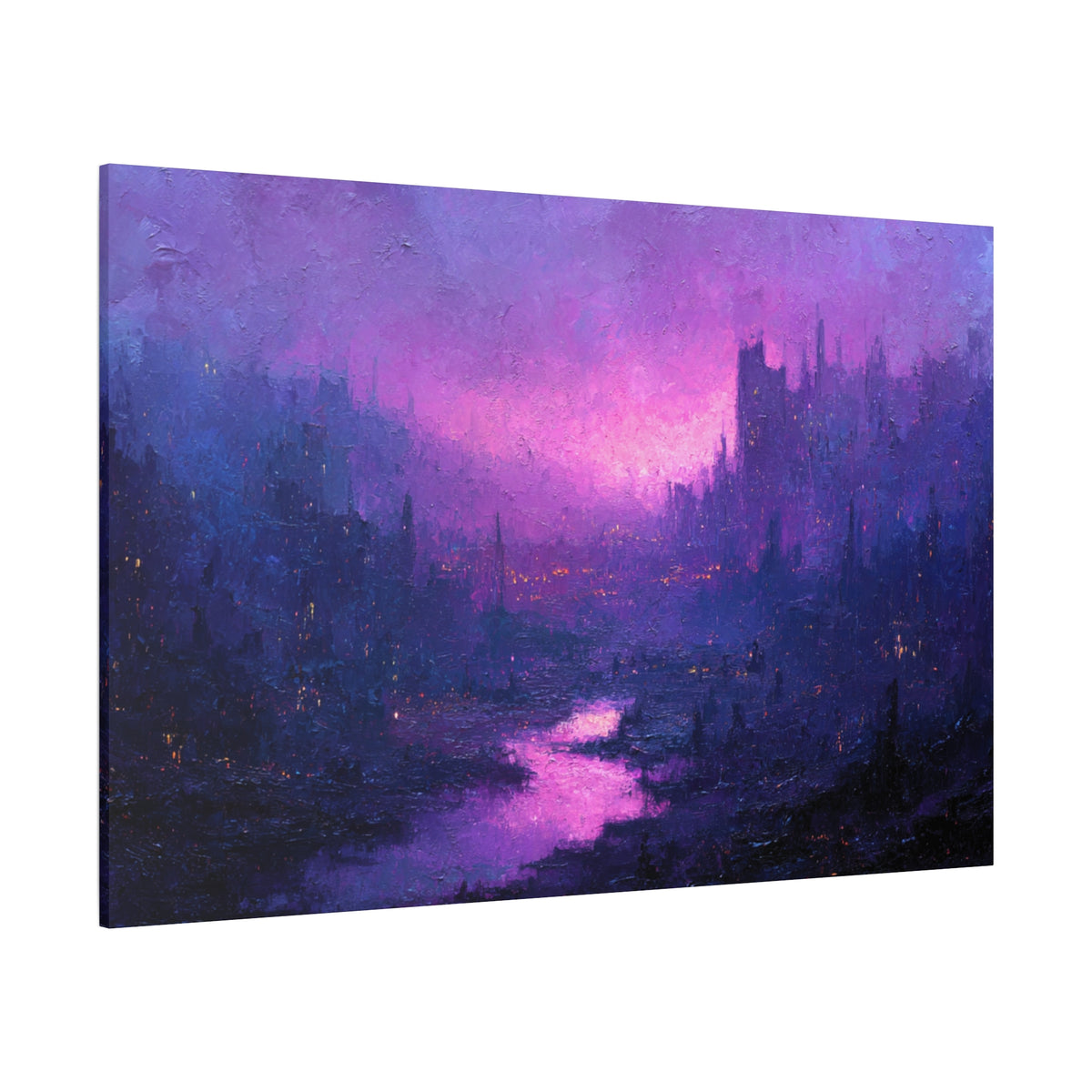 Violet City - Textured Fantasy Wall Art