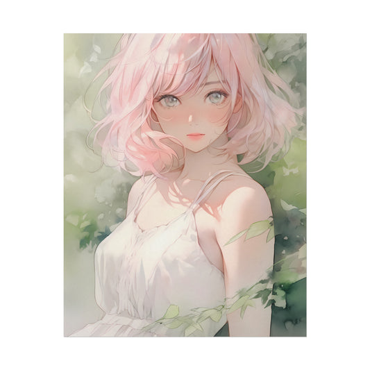 Spring Siren - Anime Girl Watercolor Poster