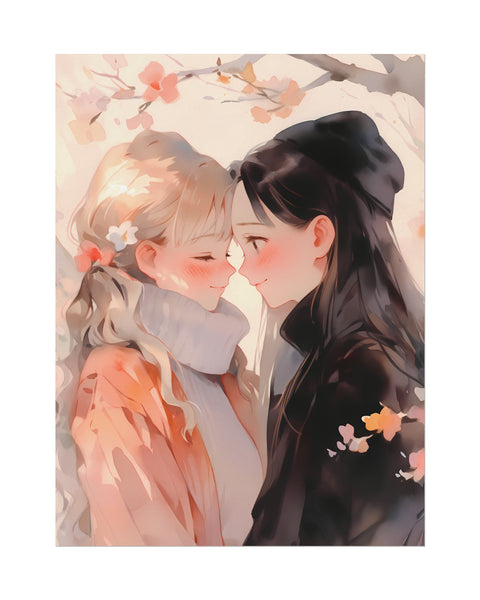 Fall Flowers - Anime Watercolor Poster