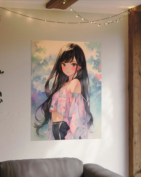 Ceinah Guardian of Leiresah - Anime Girl Watercolor Poster