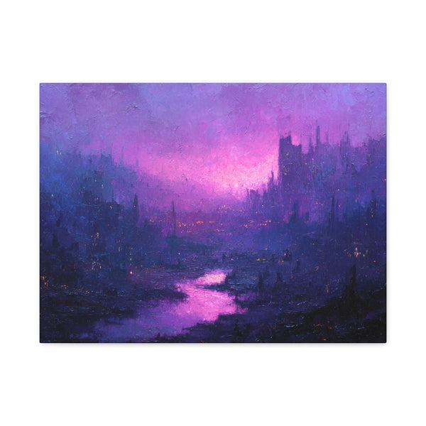 Violet City - Textured Fantasy Wall Art