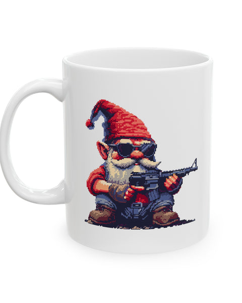 Garden Gnome With a Gun - Pixel Art Mug
