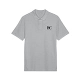 Gray polo shirt with an HC logo on the chest against a white background