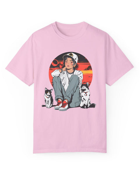 Faithful Guardians - Retro Anime Cat T-Shirt