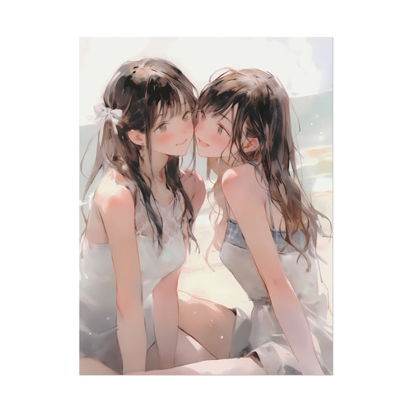 Beach Date - Watercolor Anime Girl Poster