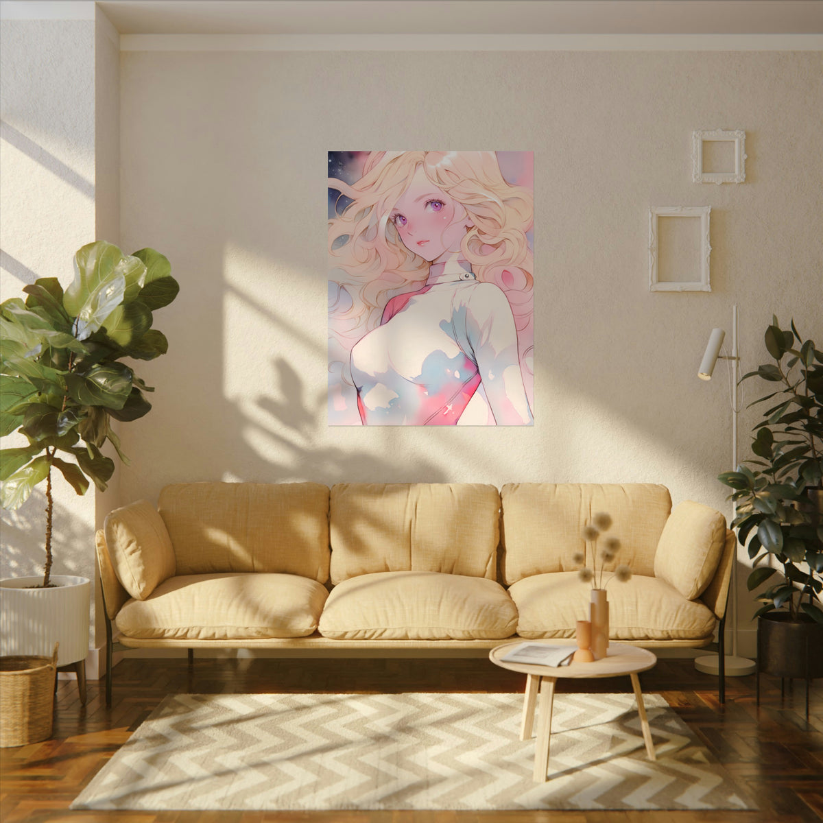 White Fire Goddess - Anime Girl Watercolor Poster