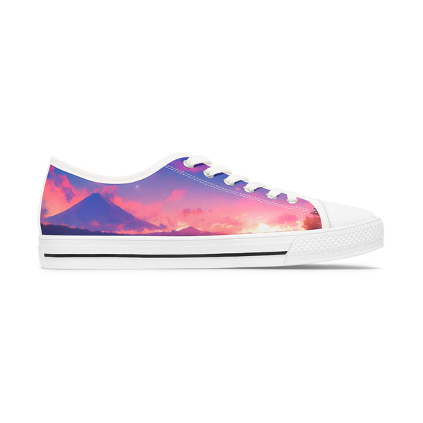 Sneaker with a colorful mountain design on a white background