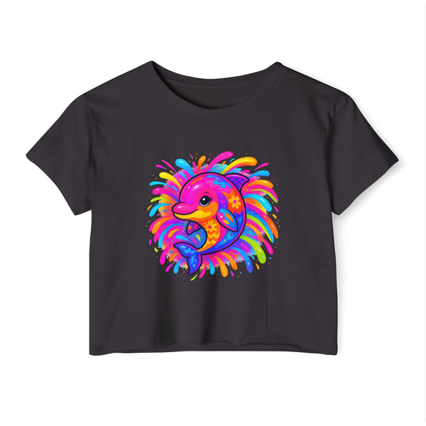 Painted Dolphin Summer Crop Top Tee