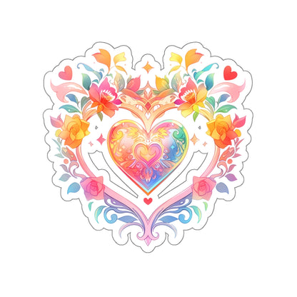 Heart Circle Prism Die-Cut Aesthetic Sticker