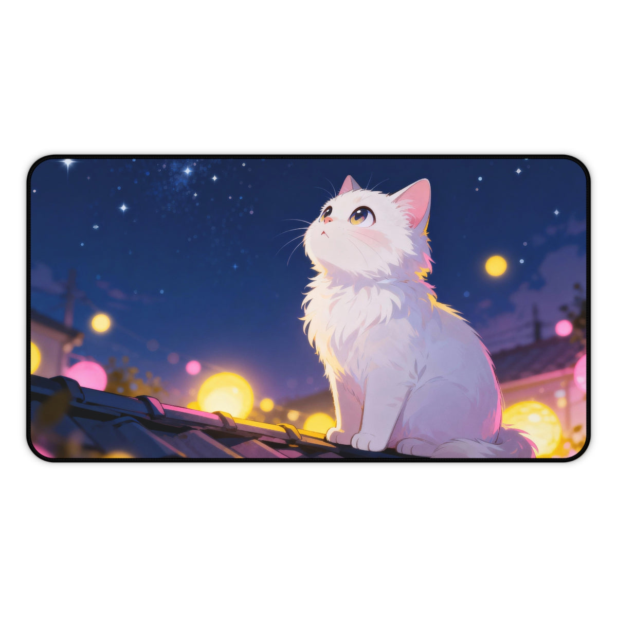 Festival Lights - Cute Anime Cat Desk Mat