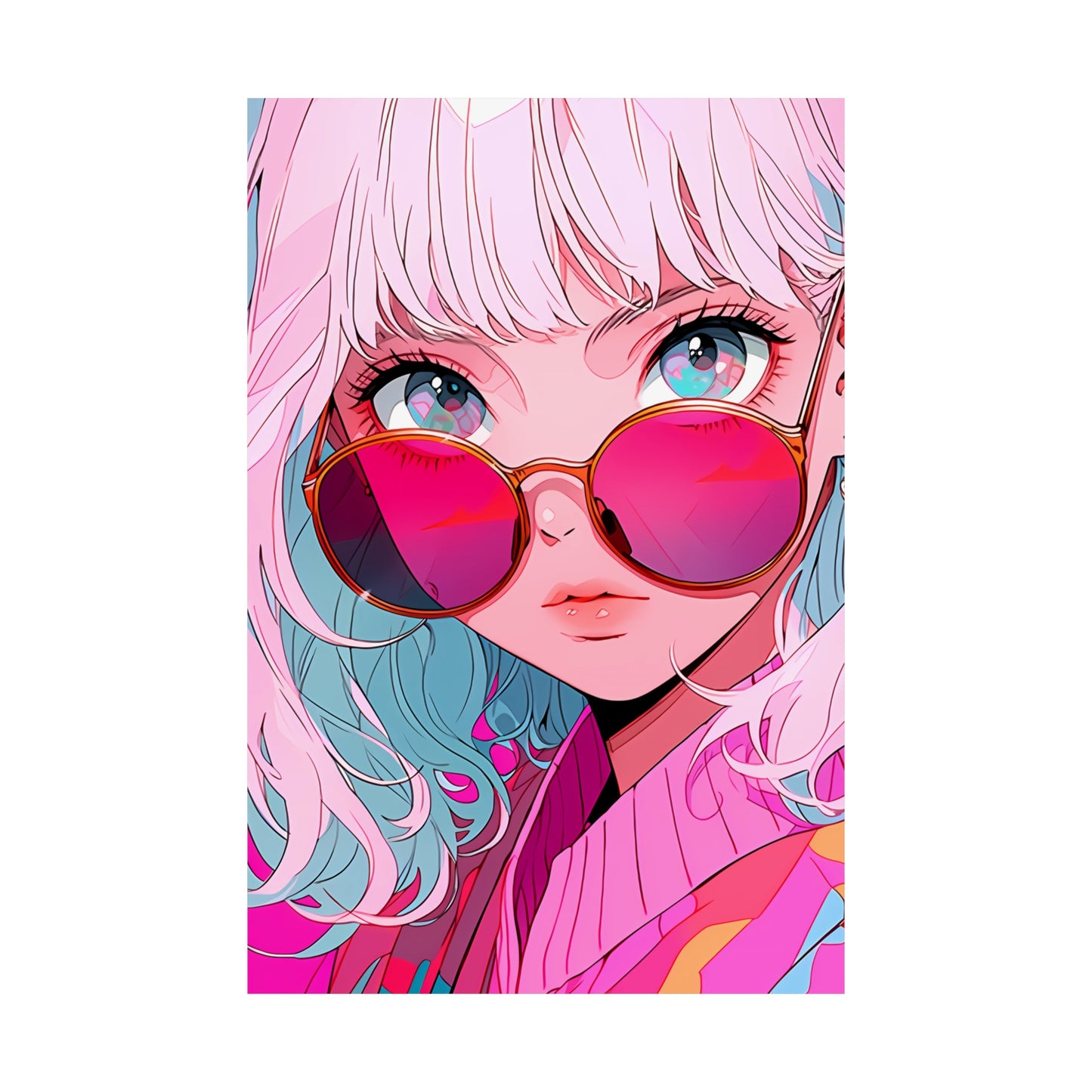 Rose Colored Sunglasses - Retro Anime Poster