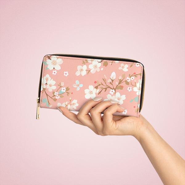 Spring Cherry Blossoms Cute Zipper Wallet
