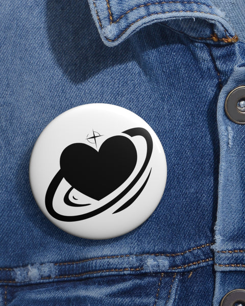 Heart Circle Silhouette Button Pin