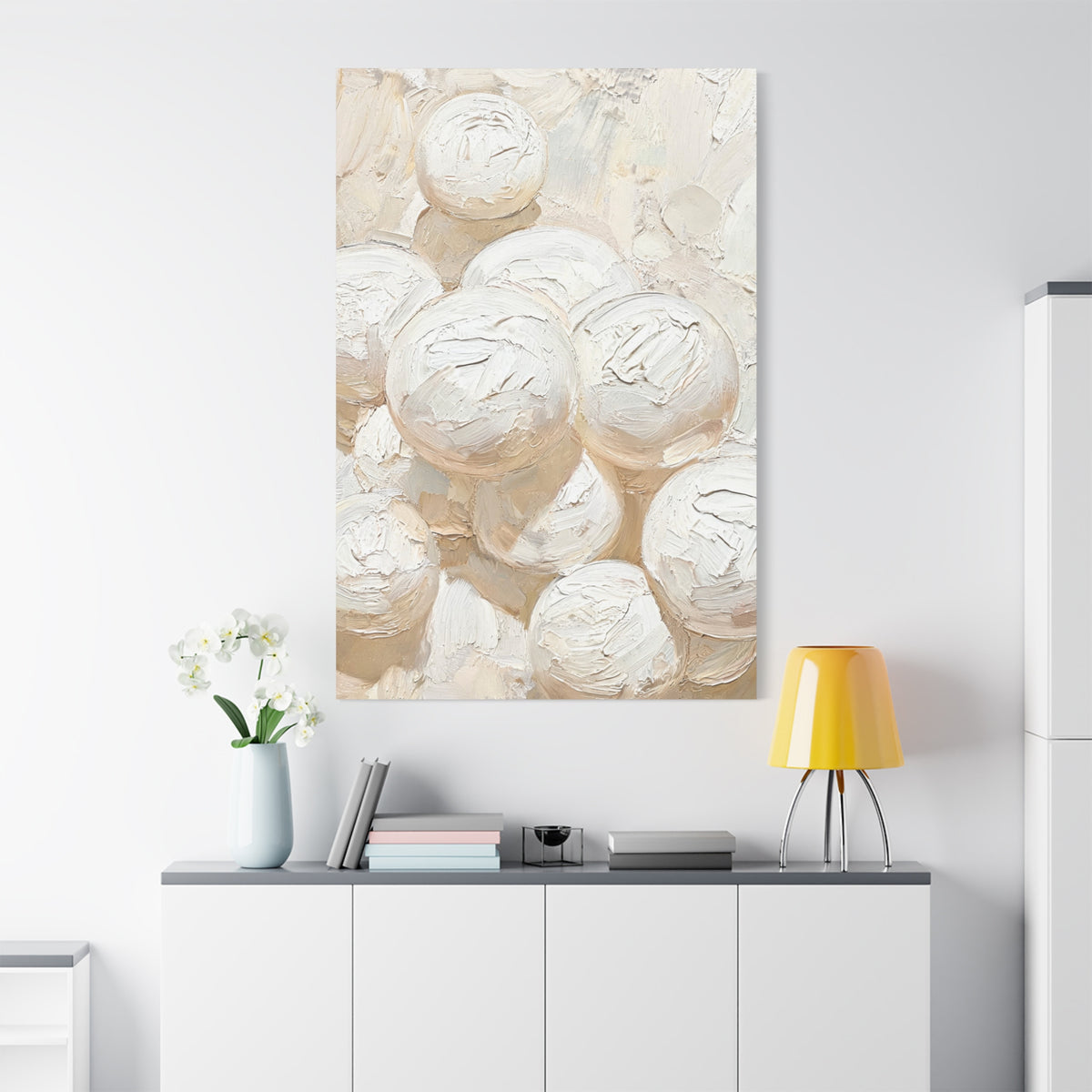 Silk Spheres - Abstract White Wall Art