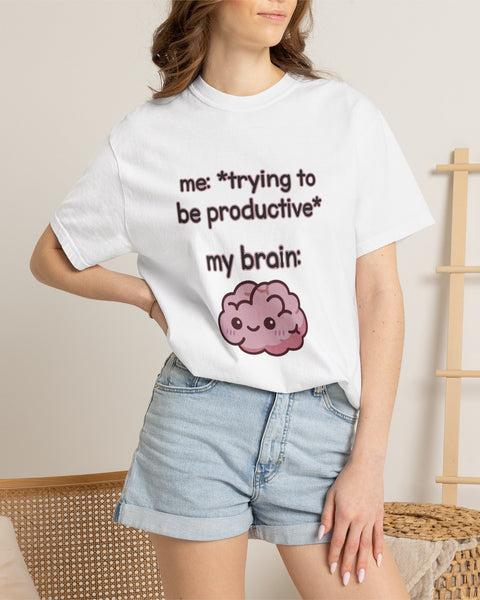 Trying to be Productive - Kawaii Brain Anime T-Shirt