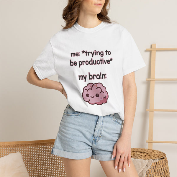 Trying to be Productive - Kawaii Brain Anime T-Shirt