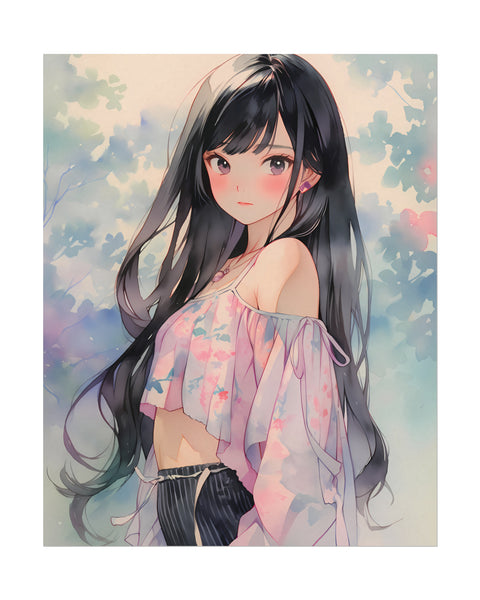 Ceinah Guardian of Leiresah - Anime Girl Watercolor Poster