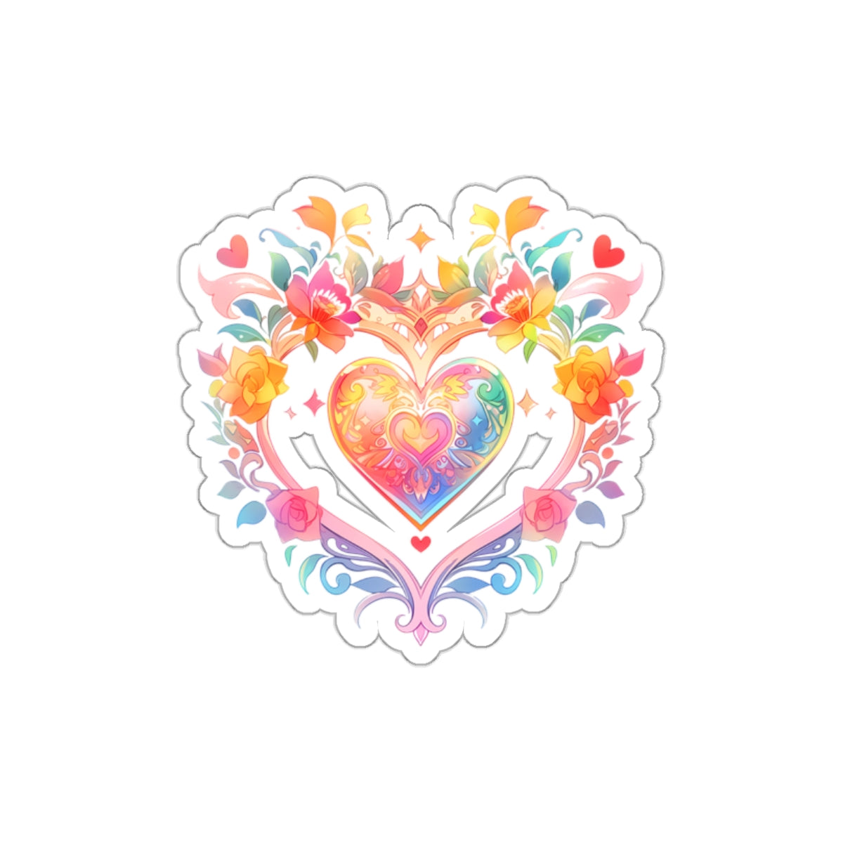 Heart Circle Prism Die-Cut Aesthetic Sticker