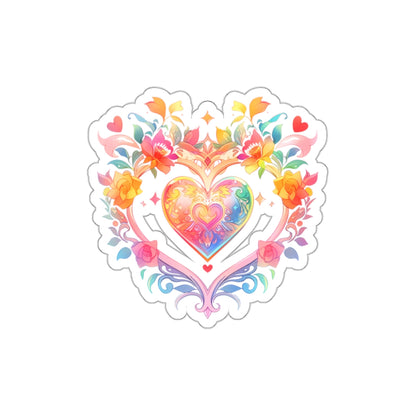 Heart Circle Prism Die-Cut Aesthetic Sticker