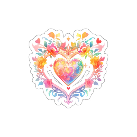 Heart Circle Prism Die-Cut Aesthetic Sticker