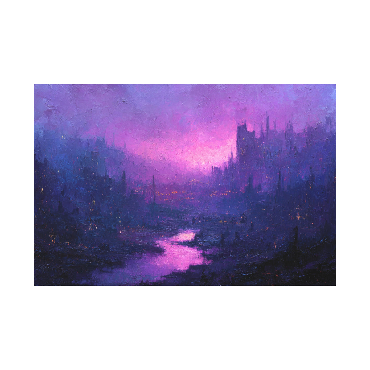 Violet City - Textured Fantasy Wall Art