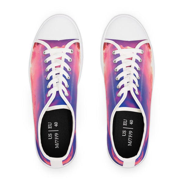 Pair of sneakers with a colorful gradient design on a white background