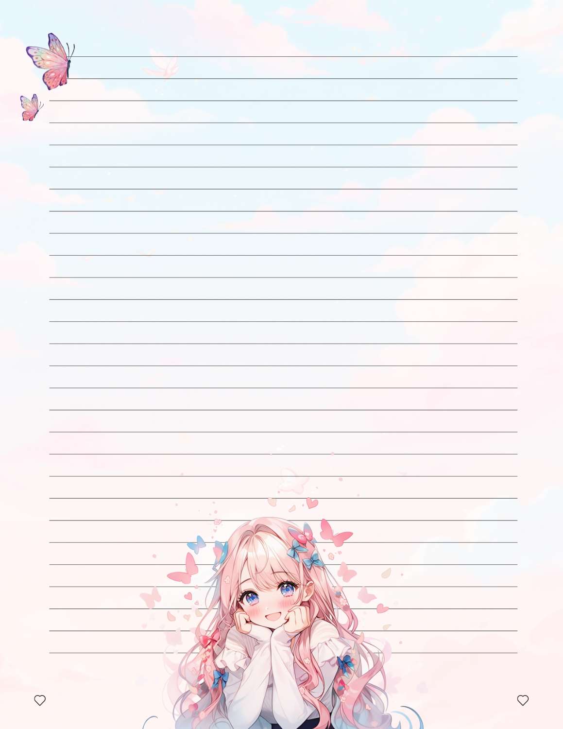 Butterfly Dreams - Anime Notebook Paper