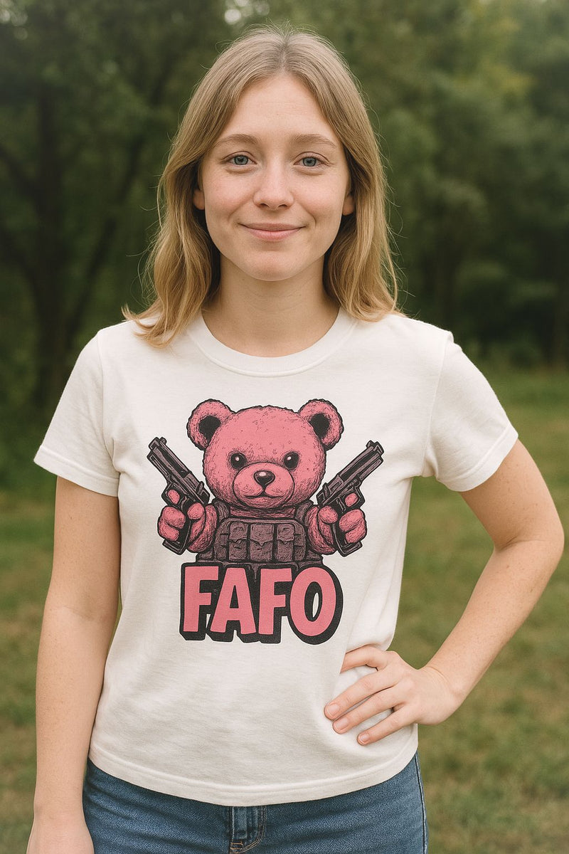 Pink Peacekeeper - Cute FAFO Bear T-Shirt