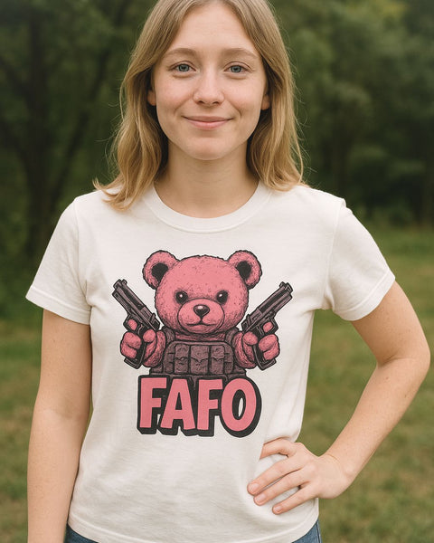 Pink Peacekeeper - Cute FAFO Bear T-Shirt
