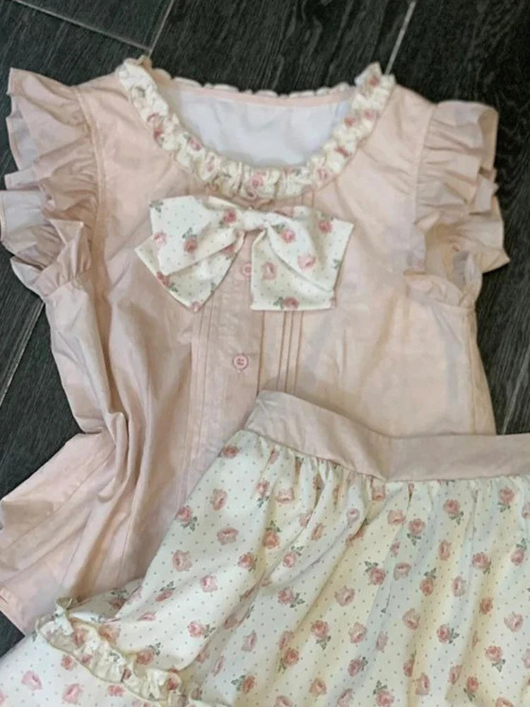 Rose Daydream - Sweet Himekaji Sleeveless Top and Skirt Set