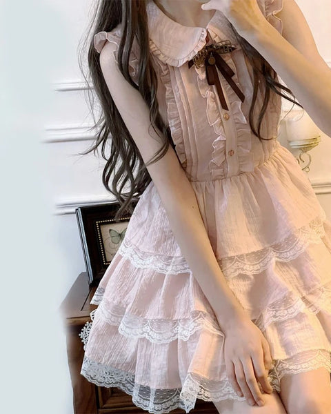 Sakura Cake - Kawaii Himekaji Lace Mini Dress