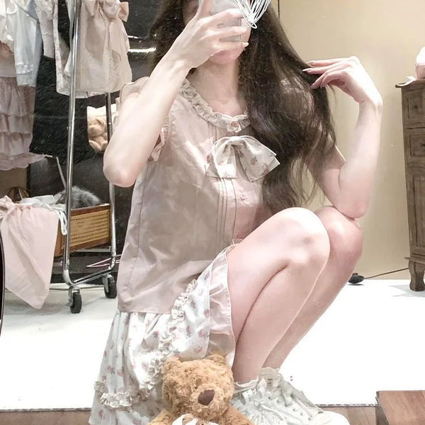 Rose Daydream - Sweet Himekaji Sleeveless Top and Skirt Set